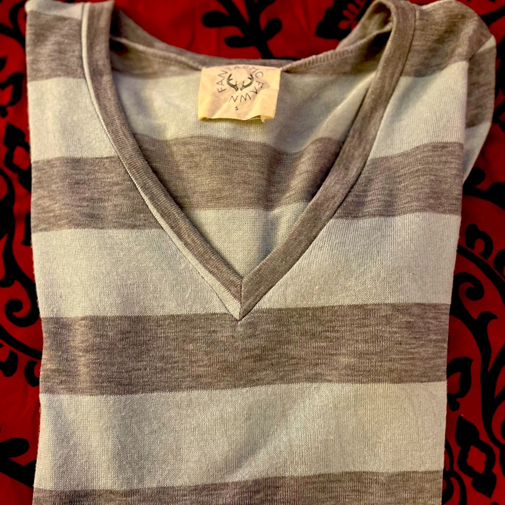 Vneck hi-lo short sleeve top